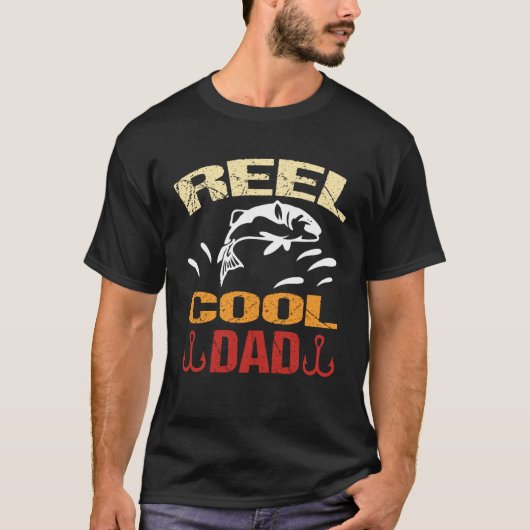 T-shirt Reel Cool Dad Dead Fishing Walking Dog Wet Fly Beg (Devant)