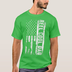 T-shirt Reel Cool DAD Fish American Flag Fishman DAD Fat