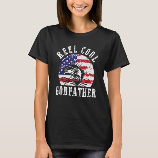 T-shirt Reel Cool Godfather US Flag Fisher Godson Goddau (Devant)