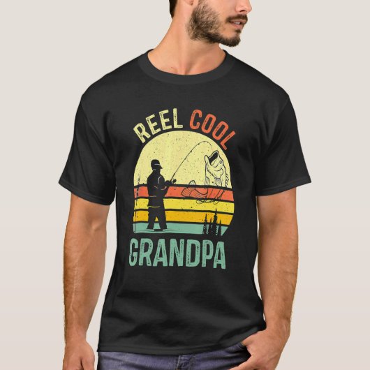 T-shirt Reel Cool Grand-père Pêcheur Daddy Fête des pères (Devant)