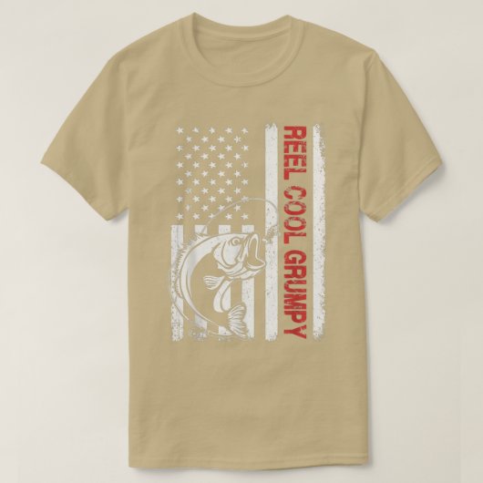 T-shirt Reel Cool Grumpy USA Drapeau Fête des pères de pêc (Design devant)