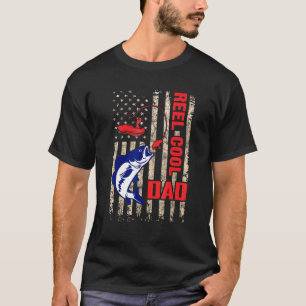T-shirt Reel Cool Papa Vintage Drapeau américain 4 juillet