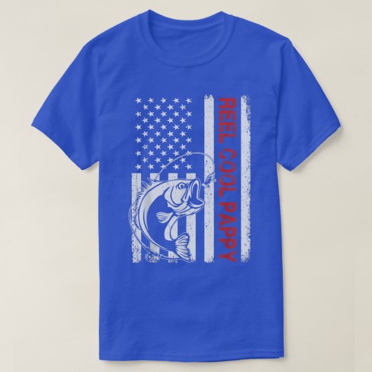 T-shirt Reel Cool Pappy USA Drapeau Fête des pères de pêch (Design devant)