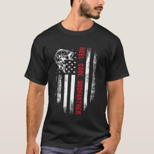 T-shirt Reel Cool Parrain américain Drapeau Pêche Père de