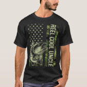 T-shirt Reel Cool Uncle Camouflage American Flag Fishing (Devant)