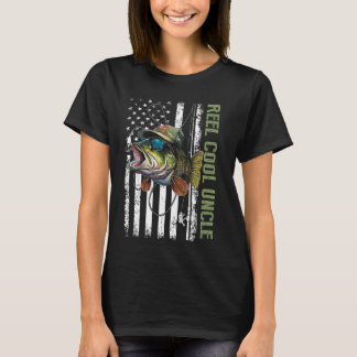 T-shirt Reel Cool Uncle Camouflage American Flag Funny Dad