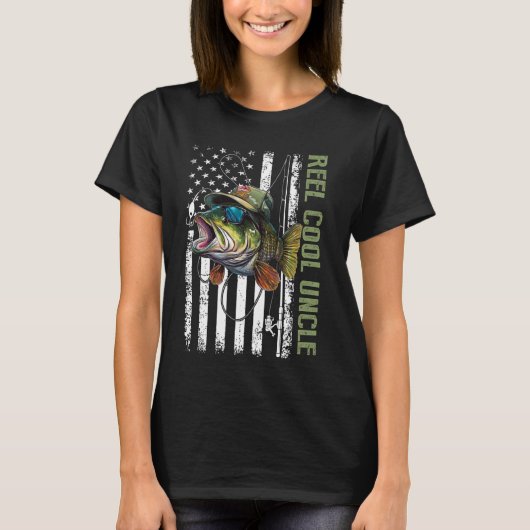 T-shirt Reel Cool Uncle Camouflage American Flag Funny Dad (Devant)