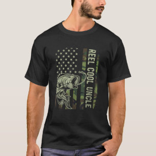 T-shirt Reel Cool Uncle Camouflage Drapeau Américain Funny
