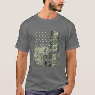 T-shirt Reel Cool Uncle Camouflage Drapeau Américain Funny