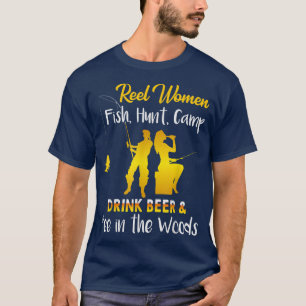 T-shirt Reel femmes camp de chasse au poisson boire de la 