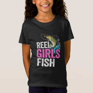 T-Shirt Reel Girls Fish Bass Fishing Drôle Pêcheur