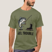 T-shirt Reel Trouble – Funny Fishing Cartoon Design (Devant)