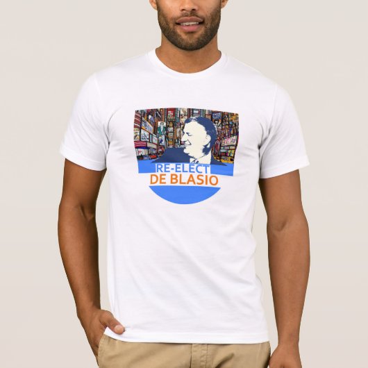 T-shirt Réélisez Bill de Blasio (Devant)