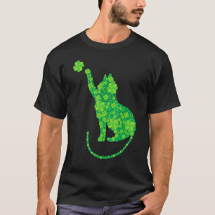 T-shirt Reen Cat Silhouette Shamrocks - Saint-Patricks Day