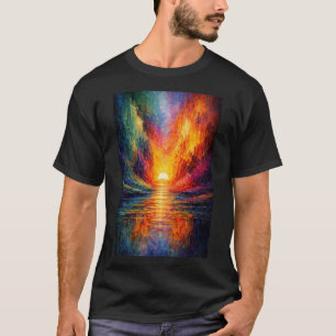T-shirt Reflet de coucher de soleil abstrait vibrant
