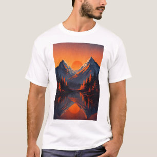T-shirt Reflet de coucher de soleil de montagne sur un cie