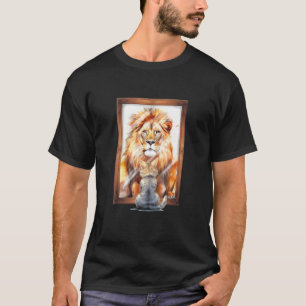 T-shirt Reflet de miroir du chat au lion