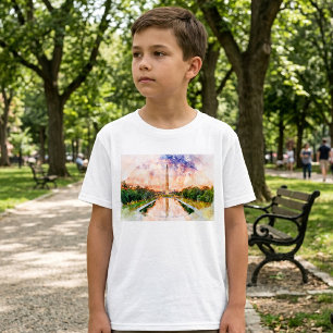 T-shirt Reflet du monument de Washington au coucher du sol