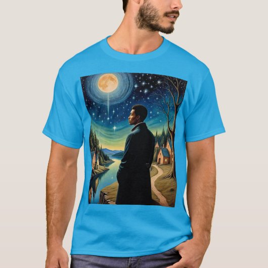T-shirt Réflexion Lune de nuit étoilée (Devant)