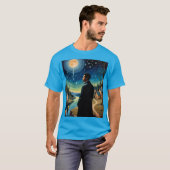 T-shirt Réflexion Lune de nuit étoilée (Devant entier)