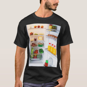 T-shirt Réfrigérateur ouvert rempli de nourriture