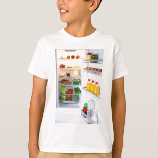 T-shirt Réfrigérateur ouvert rempli de nourriture