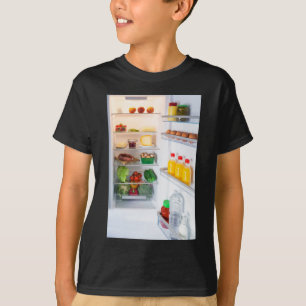 T-shirt Réfrigérateur ouvert rempli de nourriture