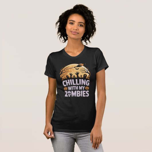 T-shirt Refroidissement avec mes zombies Effrayant Hallowe (Devant entier)