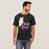 T-shirt Refroidissement - Chat Rétro Chillin En Rose Et (Devant entier)