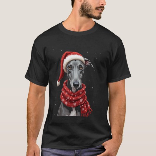 T-shirt regard de chien de Noël (Devant)