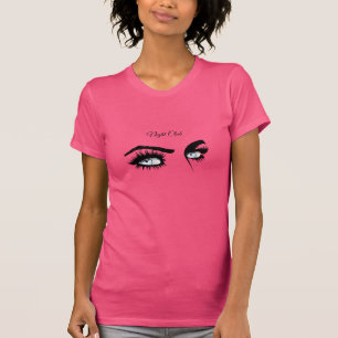 T-shirt Regard féminin de dessin défini bleu clair aimant