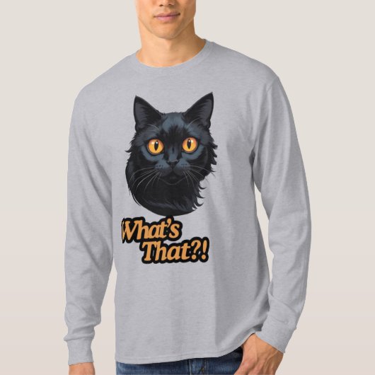 T-shirt Regard Orange : Surprenant visage de chat noir (Devant)
