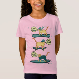 T-Shirt Regarde Meowt ! Skate Snowboard Surfer Tabby Chat