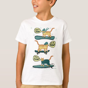 T-shirt Regarde Meowt ! Skate Snowboard Surfer Tabby Chat