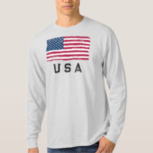 T-shirt Regarder vintage Drapeau US (Texte noir)