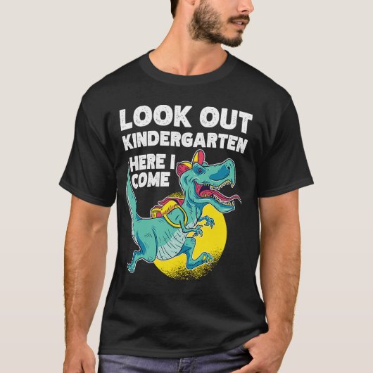 T-shirt Regardez le dinosaure de jardin d'enfants avec sac (Devant)