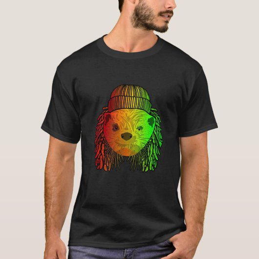 T-shirt Reggae Cool Otter Dreads Dreadlocks Otter Rasta (Devant)