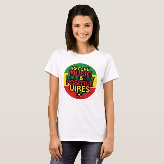 T-shirt Reggae design with positive quotes and reggae flag (Devant entier)