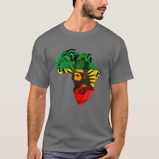 T-shirt Reggae Haile Selassie Rastafarian Jamaican Ethiopi (Devant)