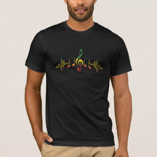 T-shirt Reggae Musical Notes Jamaica Rastafari Music