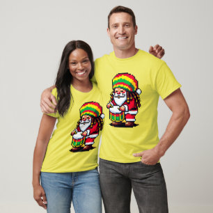 T-shirt Reggae Père Noël Fun Pixel Art Noël Musique Design