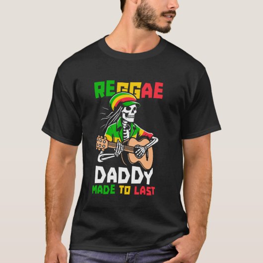 T-shirt Reggae Squelette Rastafarian Musique Rastafari Pèr (Devant)