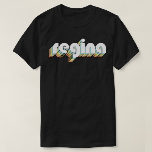 T-shirt Regina Retro Typographie arc-en-ciel style défraîc (Design devant)