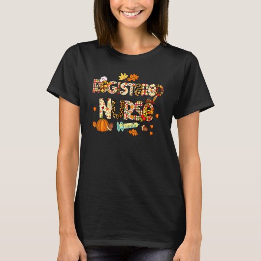 T-shirt Registered Nurse Leopard Plaid Pilgrim Hat Fall Th (Devant)