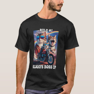 T-shirt Règle # 1 Toujours Devenir Patron Mème de Chat Drô