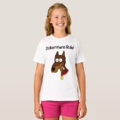 T-shirt "Règle de dobermann !" Sonnerie rouge T de filles (Devant entier)