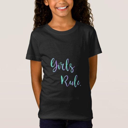 T-Shirt Règle des filles - Texte vert pourpre, Cool noir (Devant)