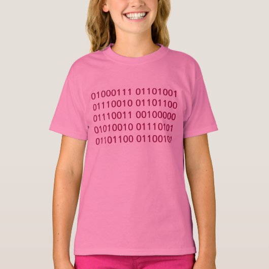T-shirt Règle fille (binaire) (Devant)