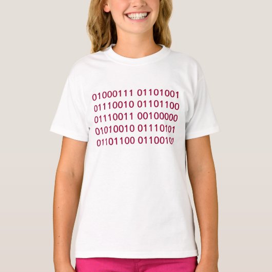 T-shirt Règle fille (binaire) (Devant)