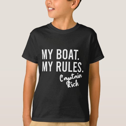 T-shirt Règles de bateau capitaine Rick nom de navigation (Devant)